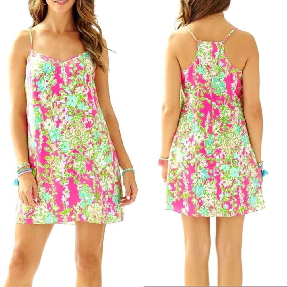 Lilly Pulitzer Southern Charm Dusk Dress Silk Flamingo Pink